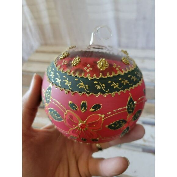 Hand painted flower ball glass ornaments - Picture 5 of 8